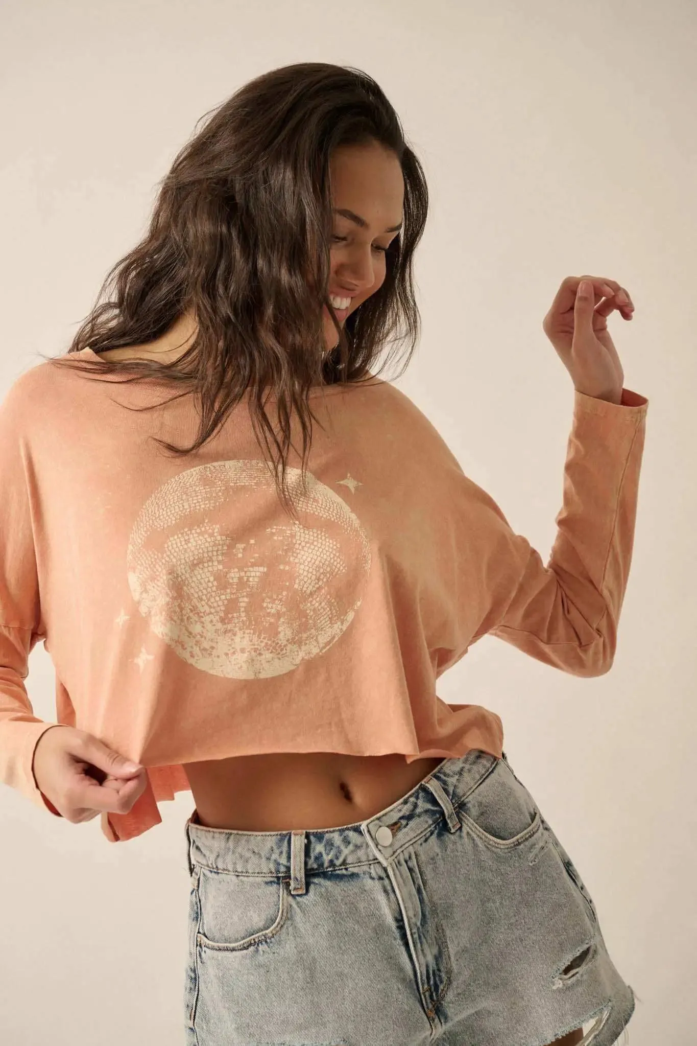 Disco Doll Cropped Long-Sleeve Graphic Tee sold by Promesa product image thumbnail 5