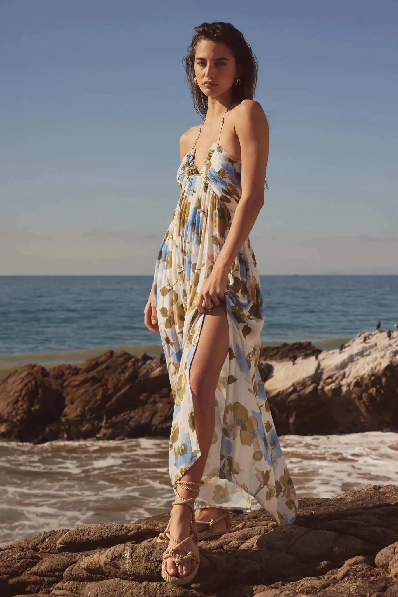 Growing Season Floral Crepe Halter Maxi Dress sold by Promesa product image thumbnail 2