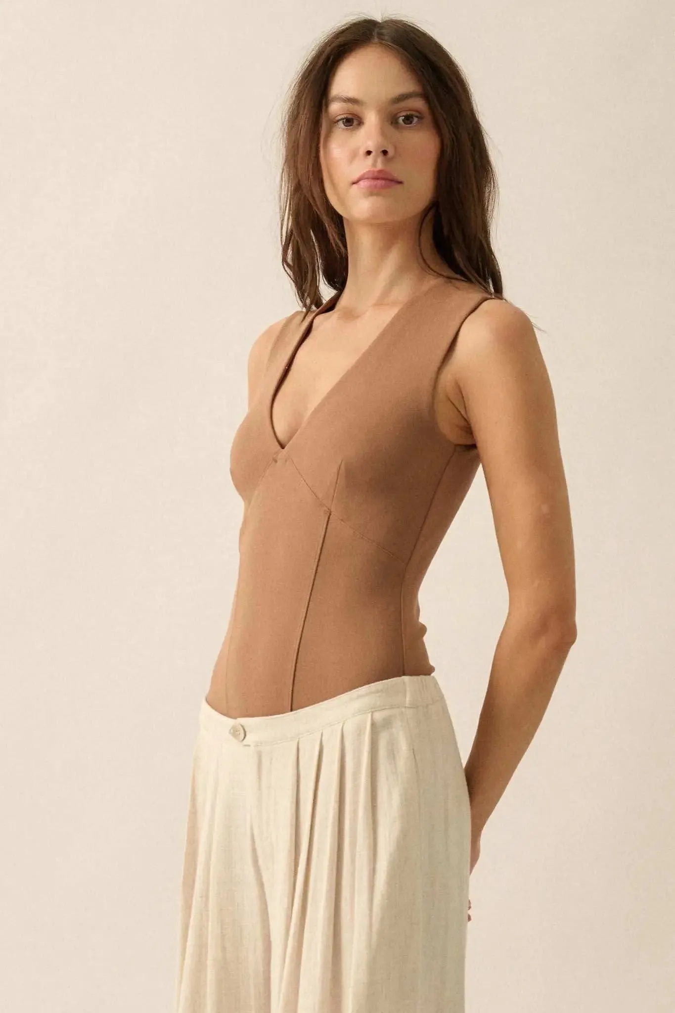 Essential Trends Solid Crepe Contour Bodysuit sold by Promesa product image thumbnail 4