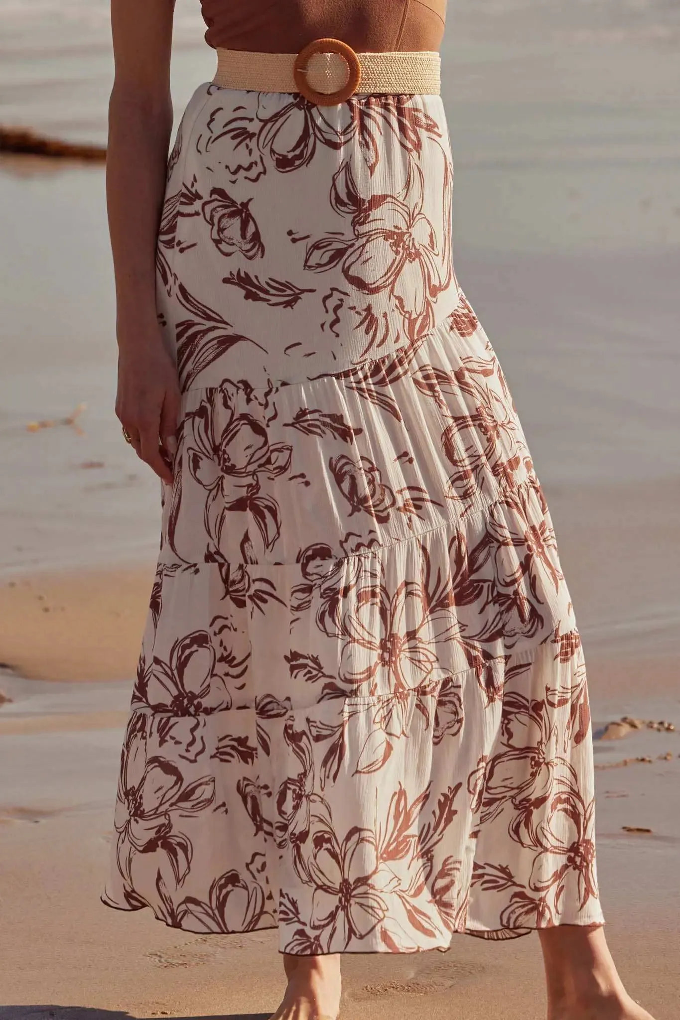 Blooming Breeze Asymmetrical Tiered Maxi Skirt sold by Promesa product image thumbnail 3