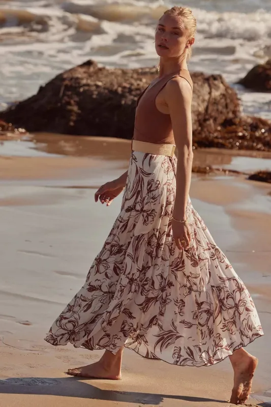 Blooming Breeze Asymmetrical Tiered Maxi Skirt sold by Promesa
