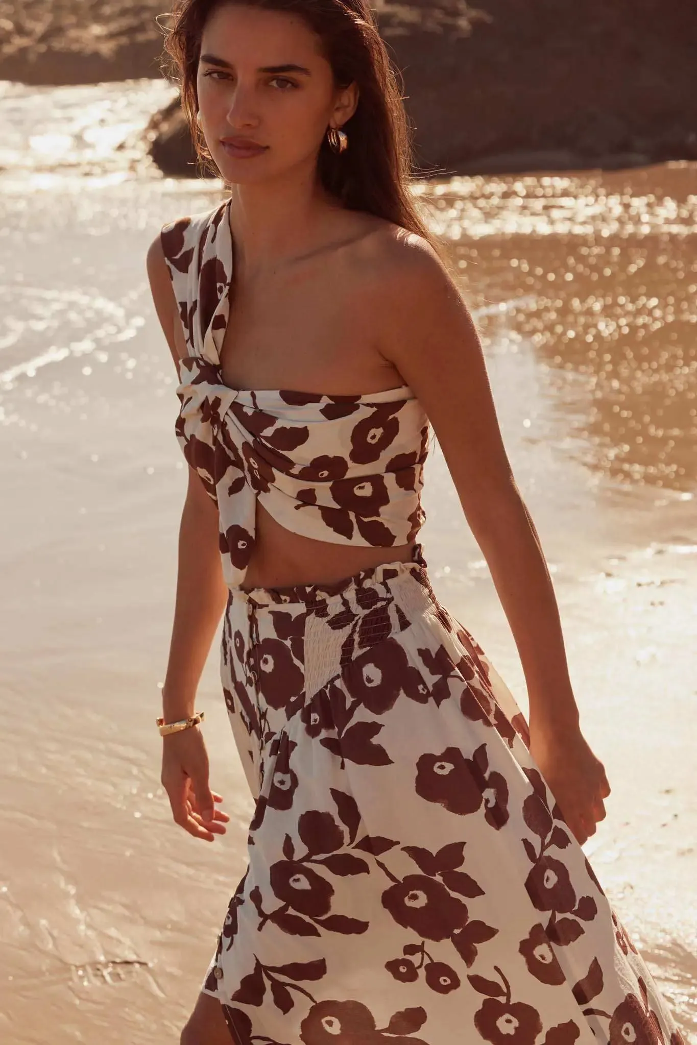 Playful Poppies Floral One-Shoulder Wrap Bandeau Top sold by Promesa product image thumbnail 2