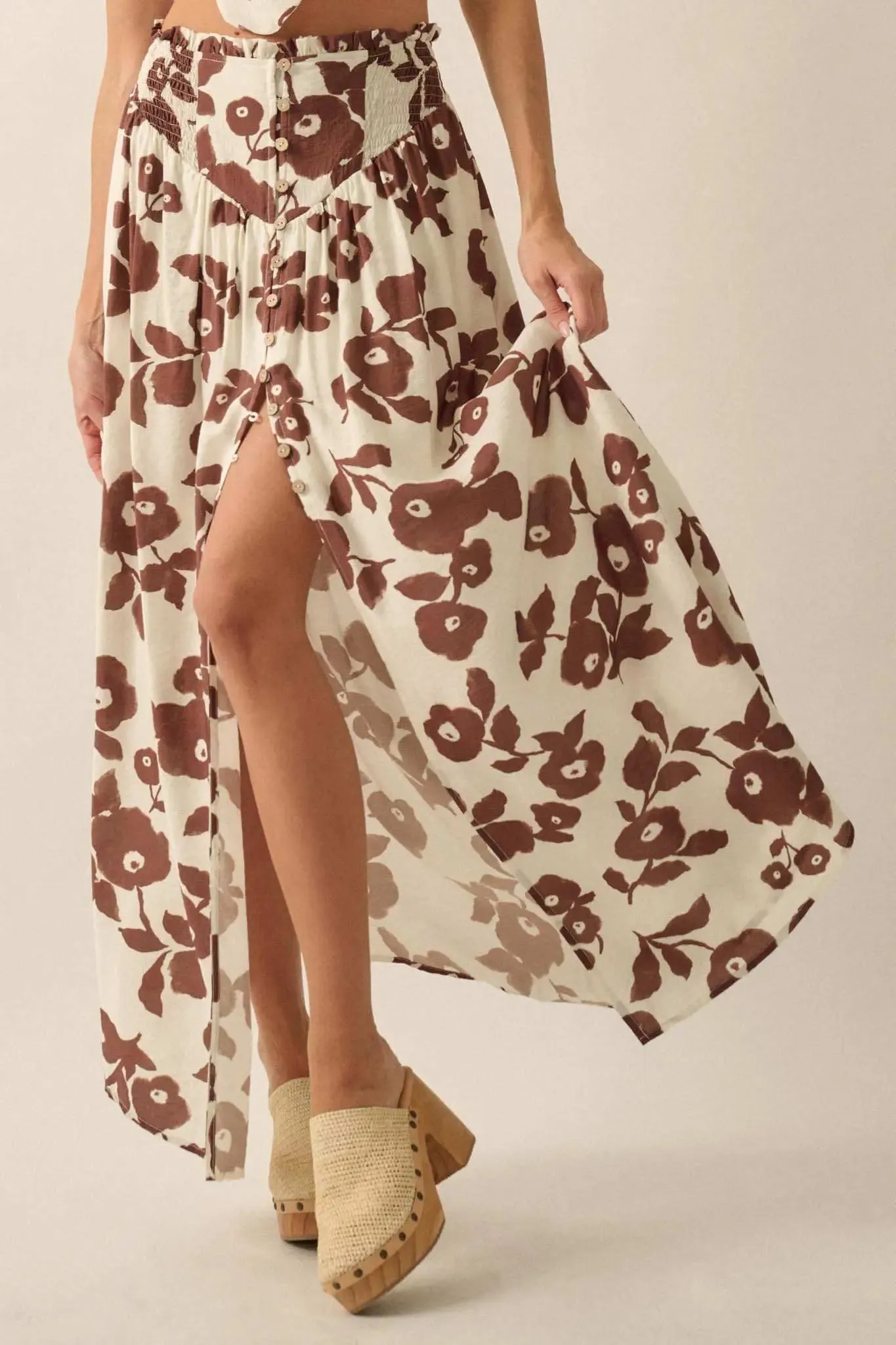 Pretty Poppies Floral Button-Front Maxi Skirt sold by Promesa product image thumbnail 5