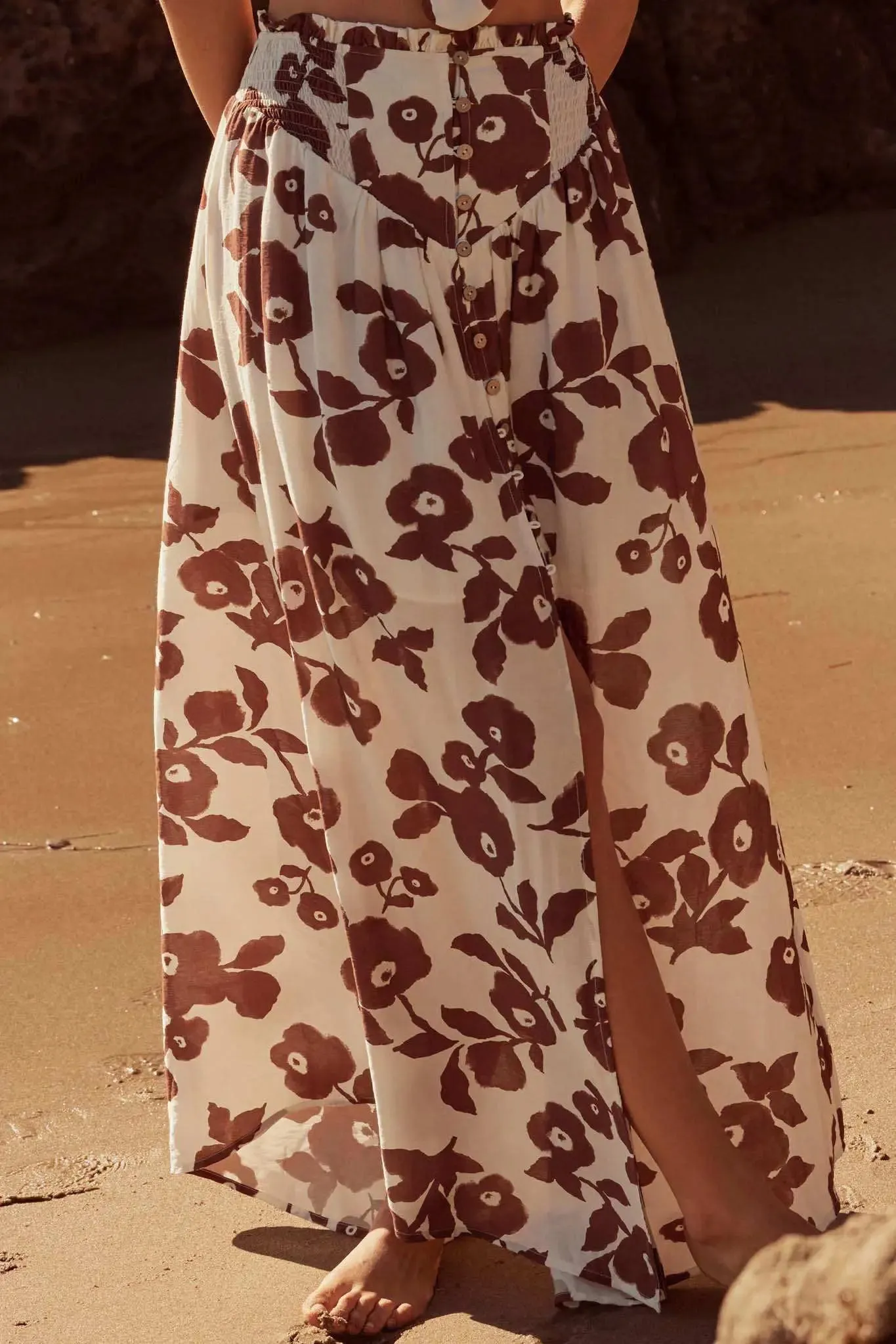 Pretty Poppies Floral Button-Front Maxi Skirt sold by Promesa product image thumbnail 2