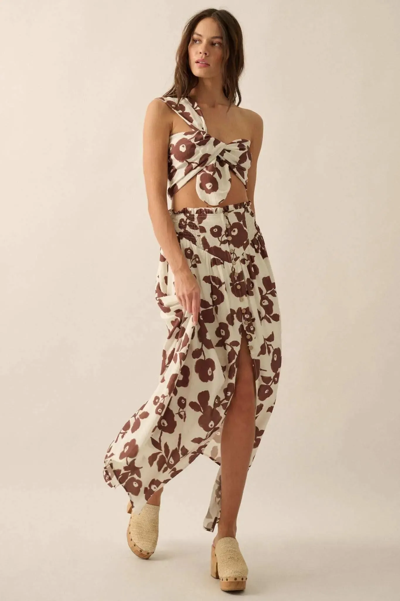 Pretty Poppies Floral Button-Front Maxi Skirt sold by Promesa product image thumbnail 4