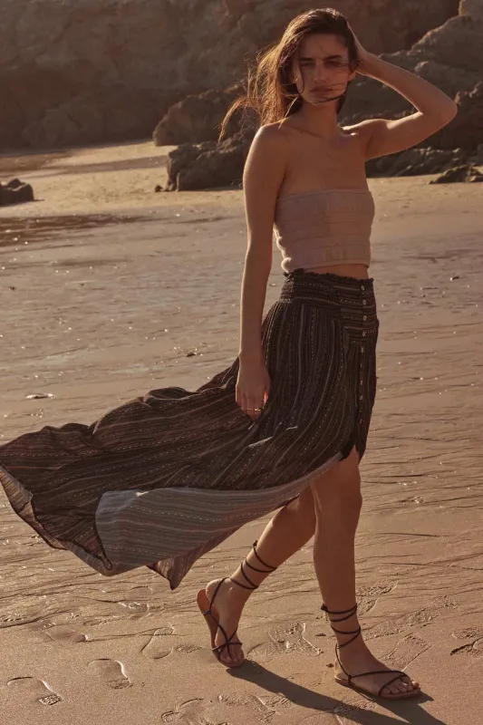 Vacation Voyage Geo-Print Button-Front Maxi Skirt sold by Promesa