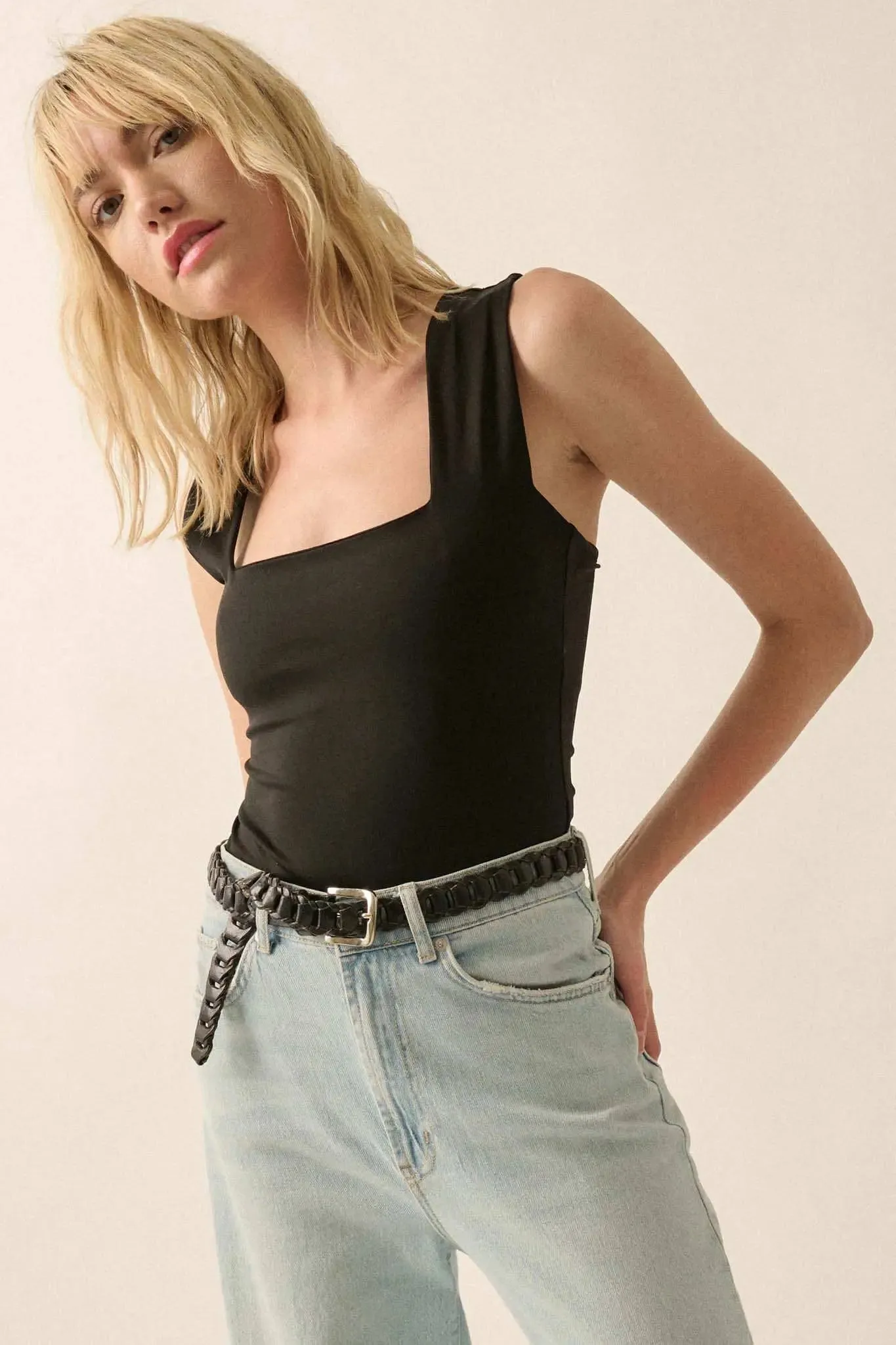 Lifted Fit Square Neck Tank Bodysuit sold by Promesa product image thumbnail 3