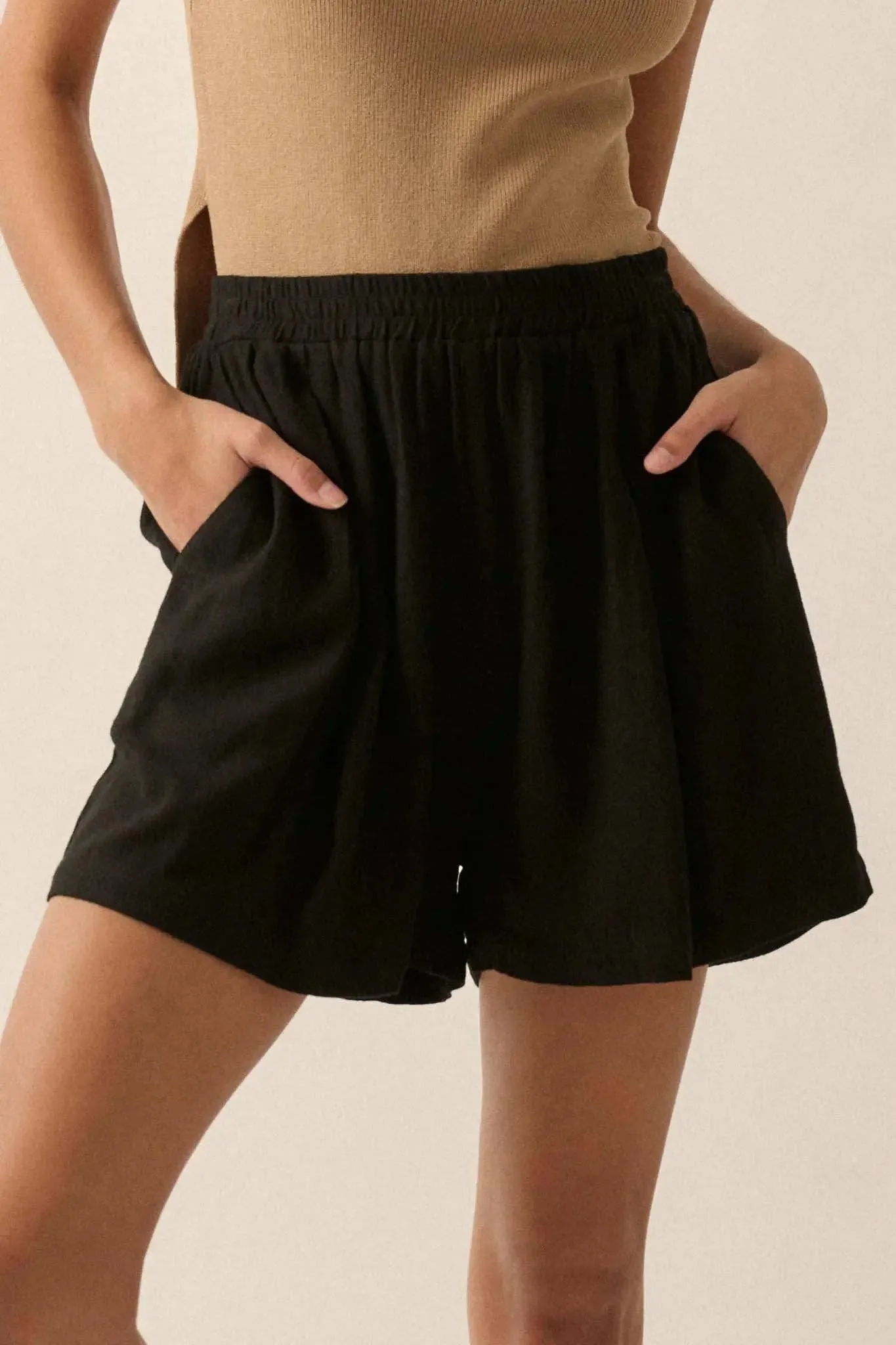 Natural Order Linen-Blend Pleated Wide-Leg Shorts sold by Promesa product image thumbnail 4
