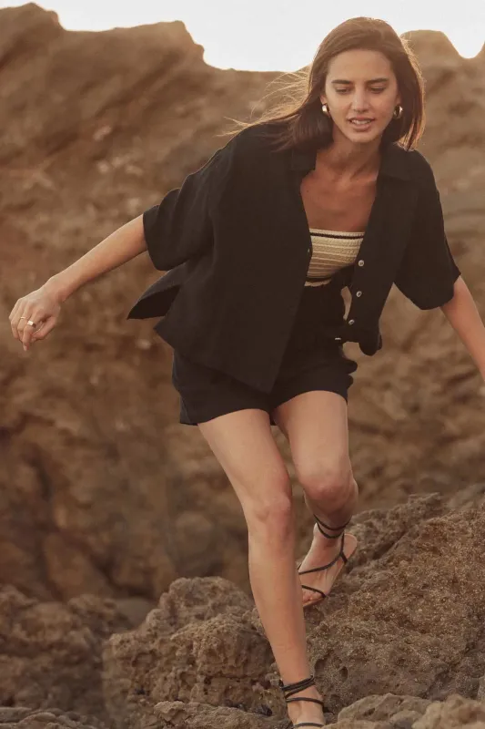 Act Natural Linen-Blend Oversize Short-Sleeve Shirt sold by Promesa