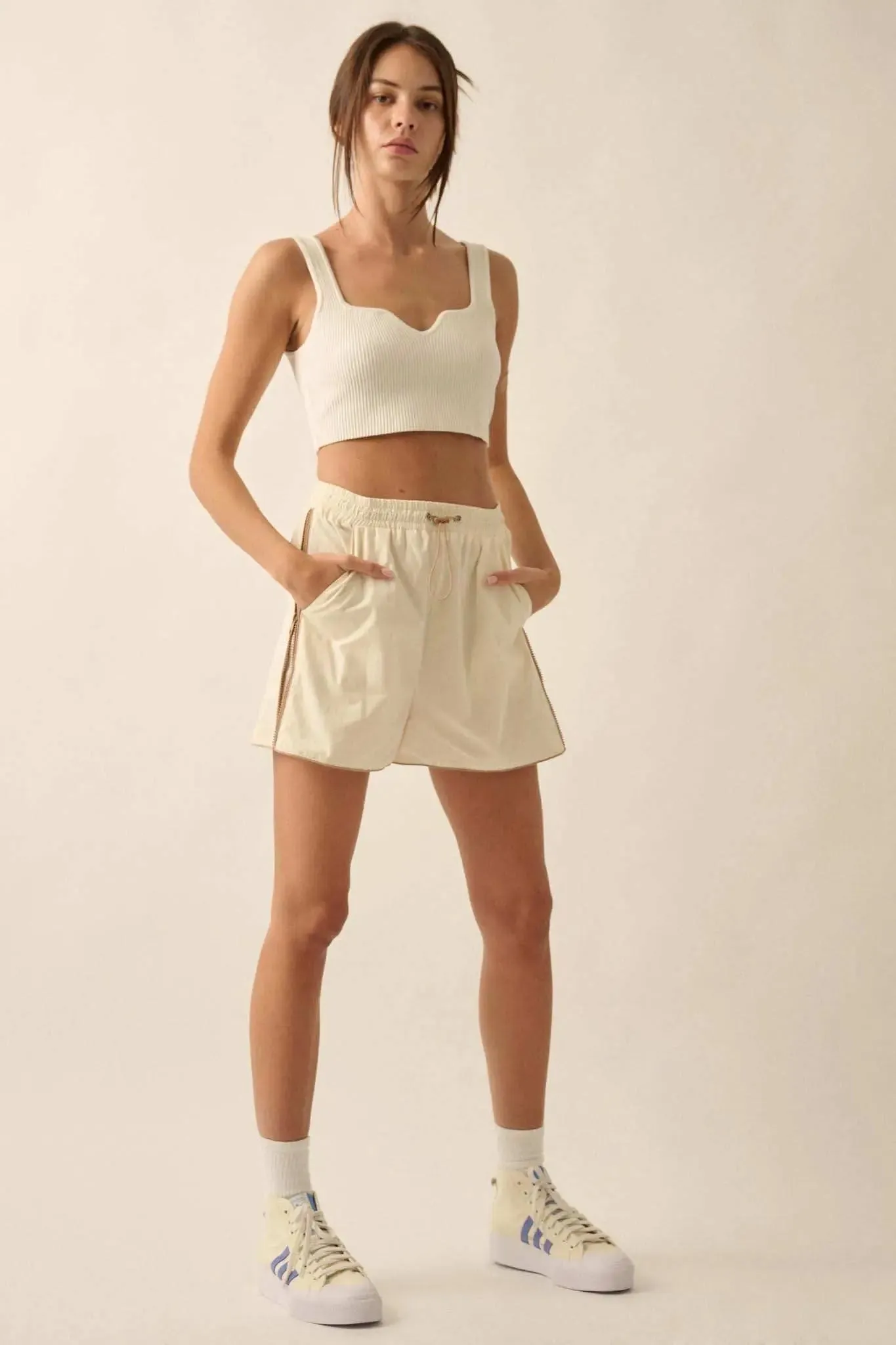 Zip Zap Side-Zip Piping-Trim Drawstring Shorts sold by Promesa product image thumbnail 4