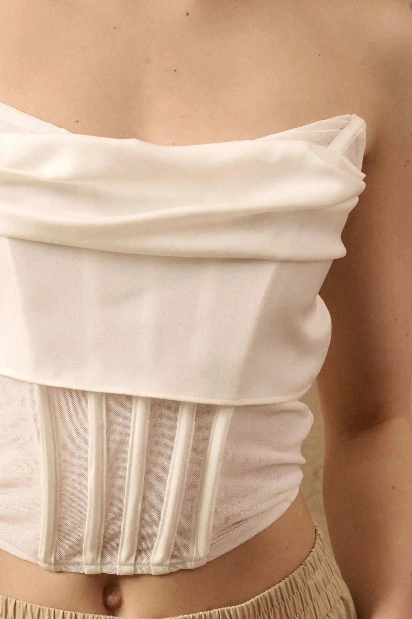 Love Fool Satin Cowl Neck Cropped Corset Top sold by Promesa product image thumbnail 4