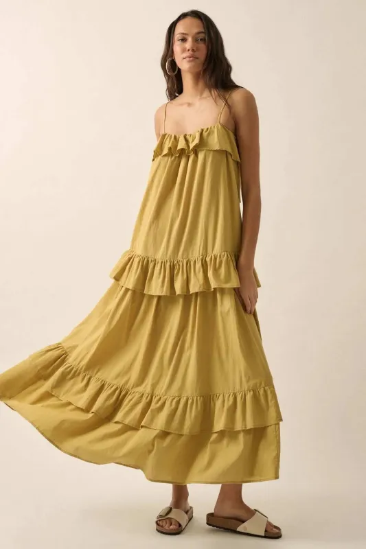 Through the Valley Tiered Ruffle Maxi Dress made by Promesa