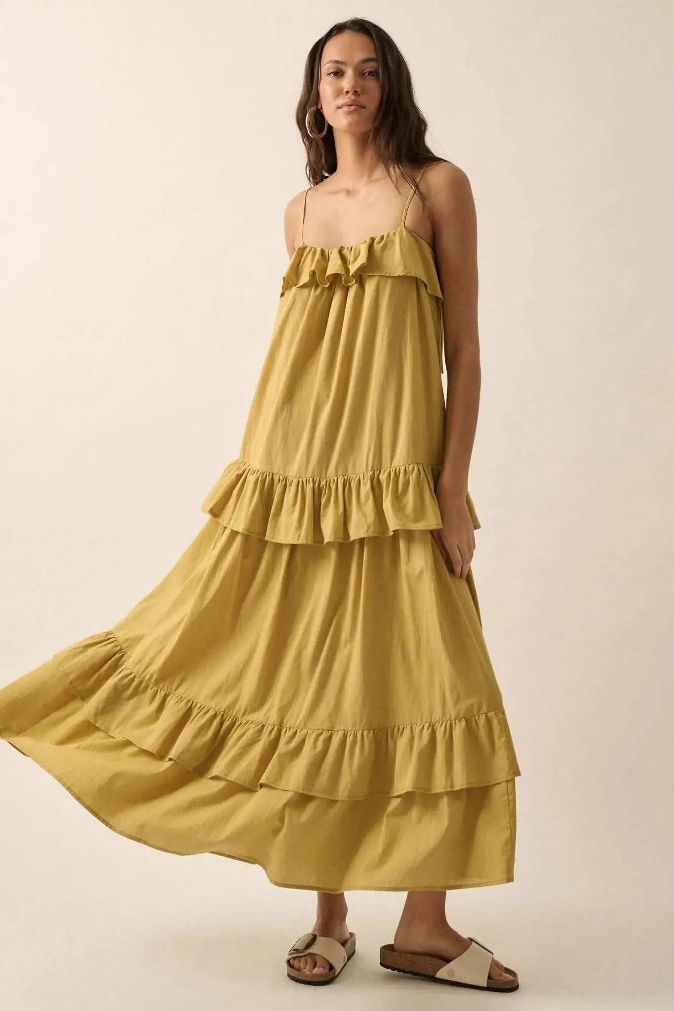 Through the Valley Tiered Ruffle Maxi Dress sold by Promesa