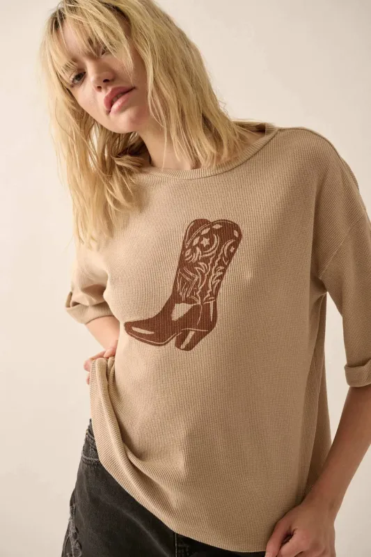 Cowgirl Culture Cowboy Boot Thermal Graphic Tee sold by Promesa