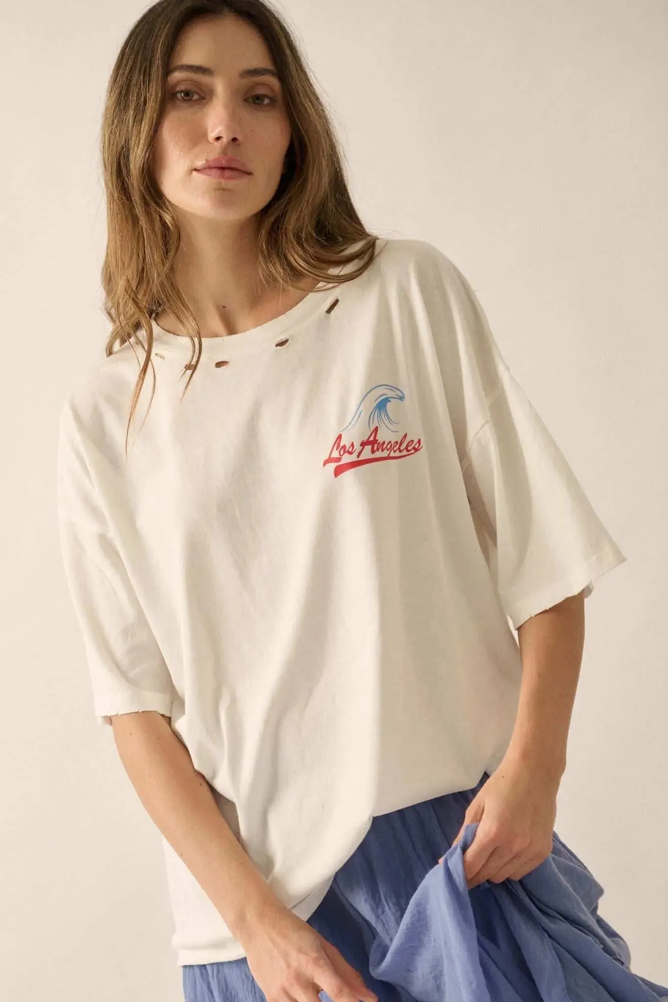 Los Angeles Music Distressed Oversize Graphic Tee sold by Promesa product image thumbnail 4
