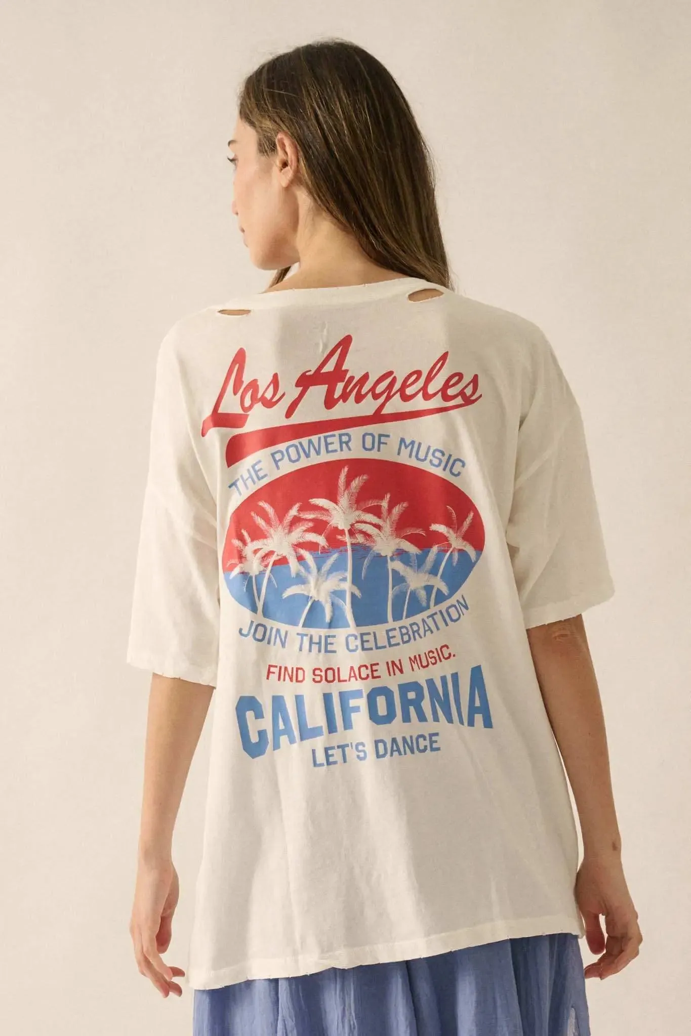 Los Angeles Music Distressed Oversize Graphic Tee sold by Promesa product image thumbnail 3