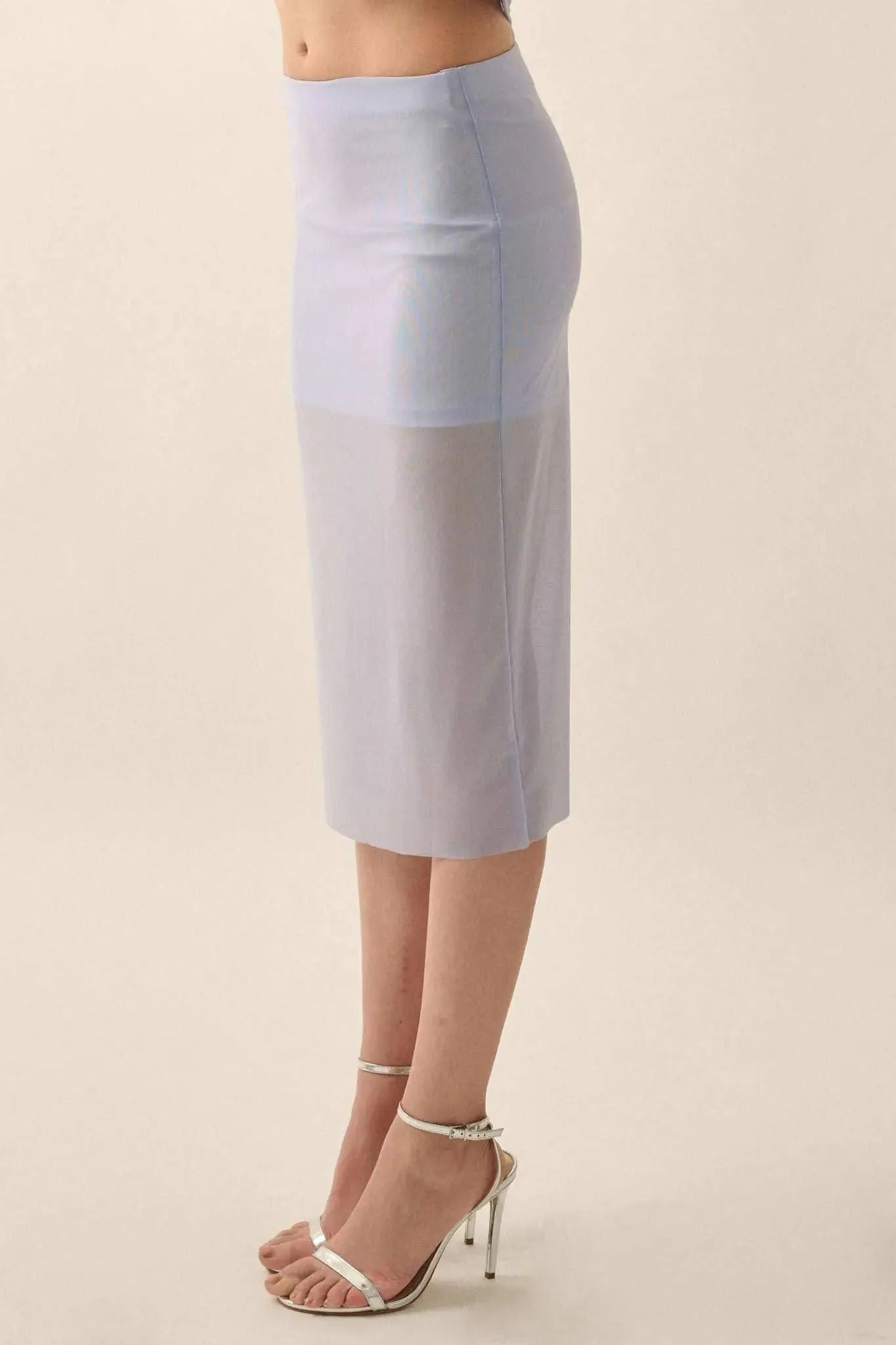 Mesh Around Sheer Mesh Midi Pencil Skirt sold by Promesa product image thumbnail 5