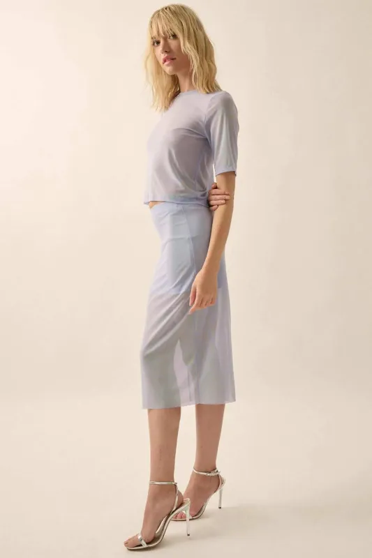 Mesh Around Sheer Mesh Midi Pencil Skirt made by Promesa