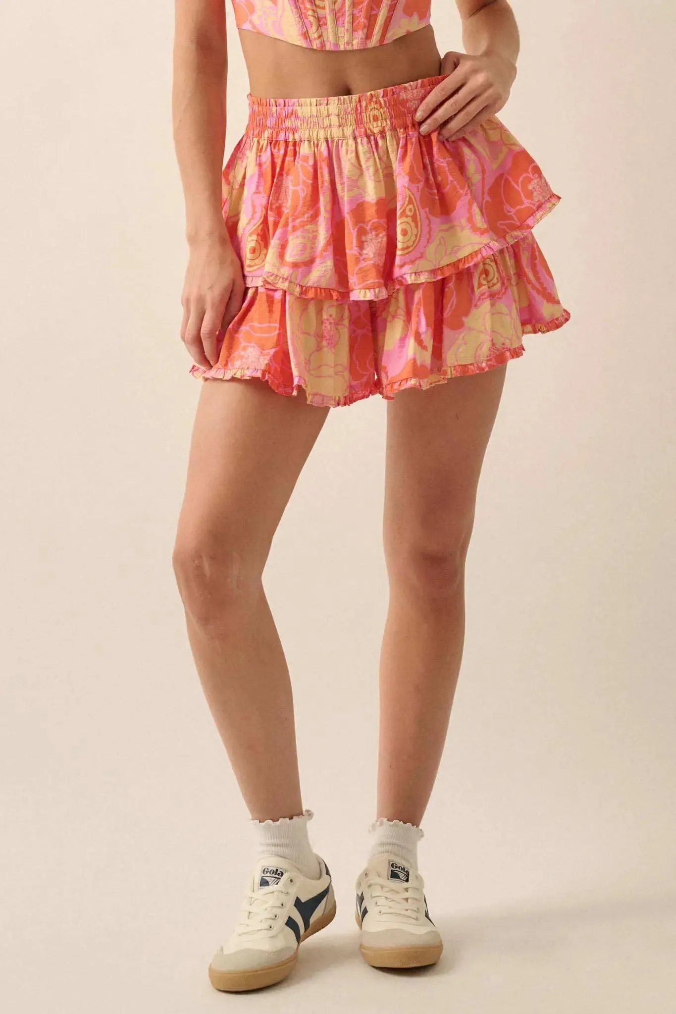 Tasty Treat Floral Paisley Tiered Ruffle Shorts sold by Promesa product image thumbnail 5
