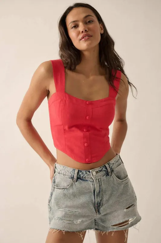 Force of Nature Linen-Blend Corset Tank Top sold by Promesa