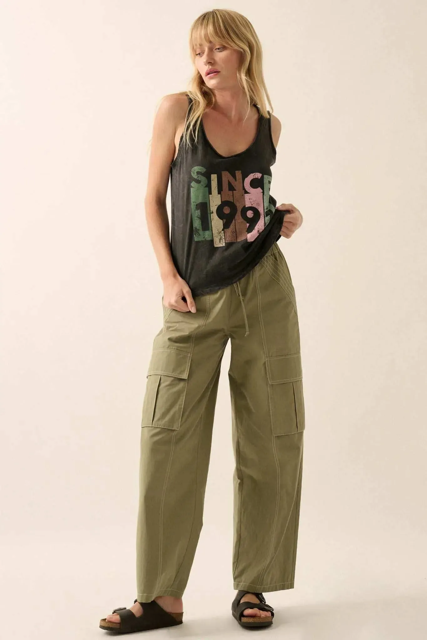 Since 1991 Vintage-Wash Raw-Edge Graphic Tank Top sold by Promesa product image thumbnail 4