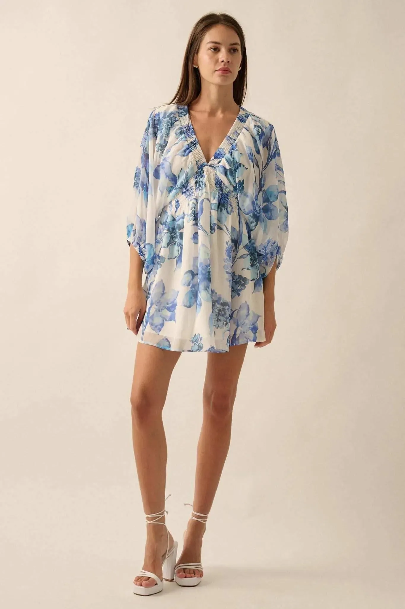 Royal Garden Floral Chiffon Kimono Mini Dress sold by Promesa product image thumbnail 2