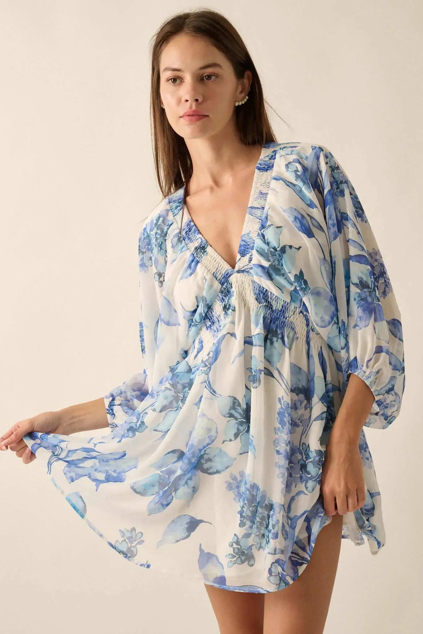 Royal Garden Floral Chiffon Kimono Mini Dress sold by Promesa product image thumbnail 3