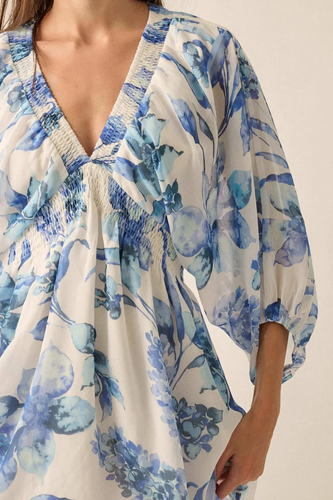 Royal Garden Floral Chiffon Kimono Mini Dress sold by Promesa product image thumbnail 4