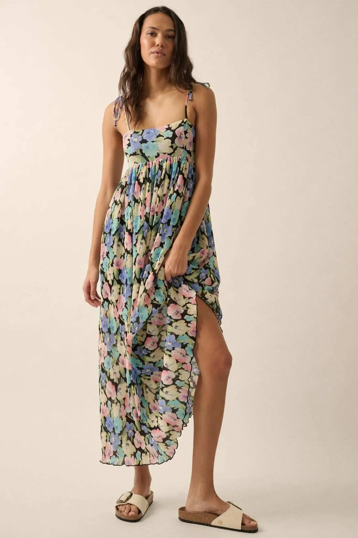 Aurora Blossoms Pleated Floral Maxi Dress sold by Promesa product image thumbnail 4