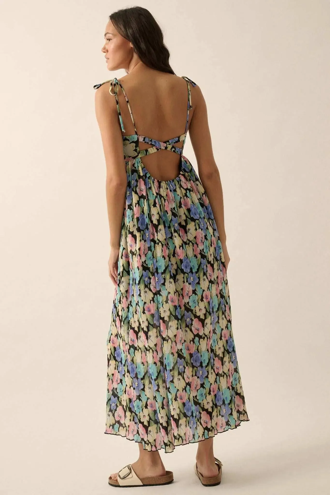 Aurora Blossoms Pleated Floral Maxi Dress sold by Promesa product image thumbnail 2