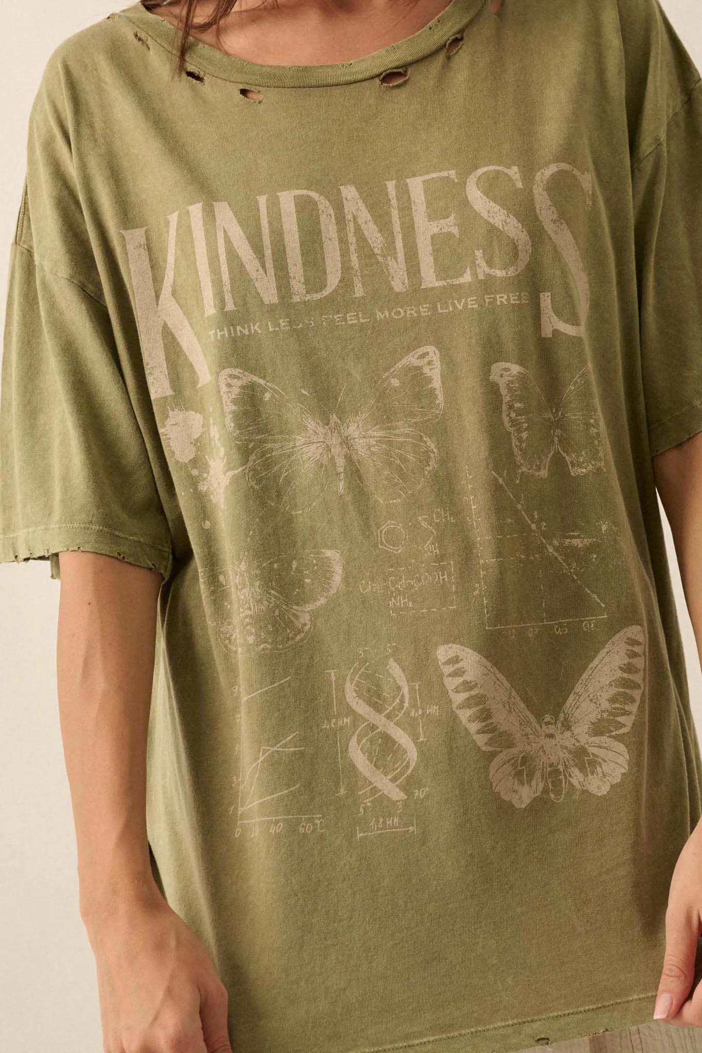 Butterfly Kindness Distressed Oversize Graphic Tee sold by Promesa product image thumbnail 3
