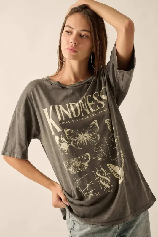 Butterfly Kindness Distressed Oversize Graphic Tee sold by Promesa