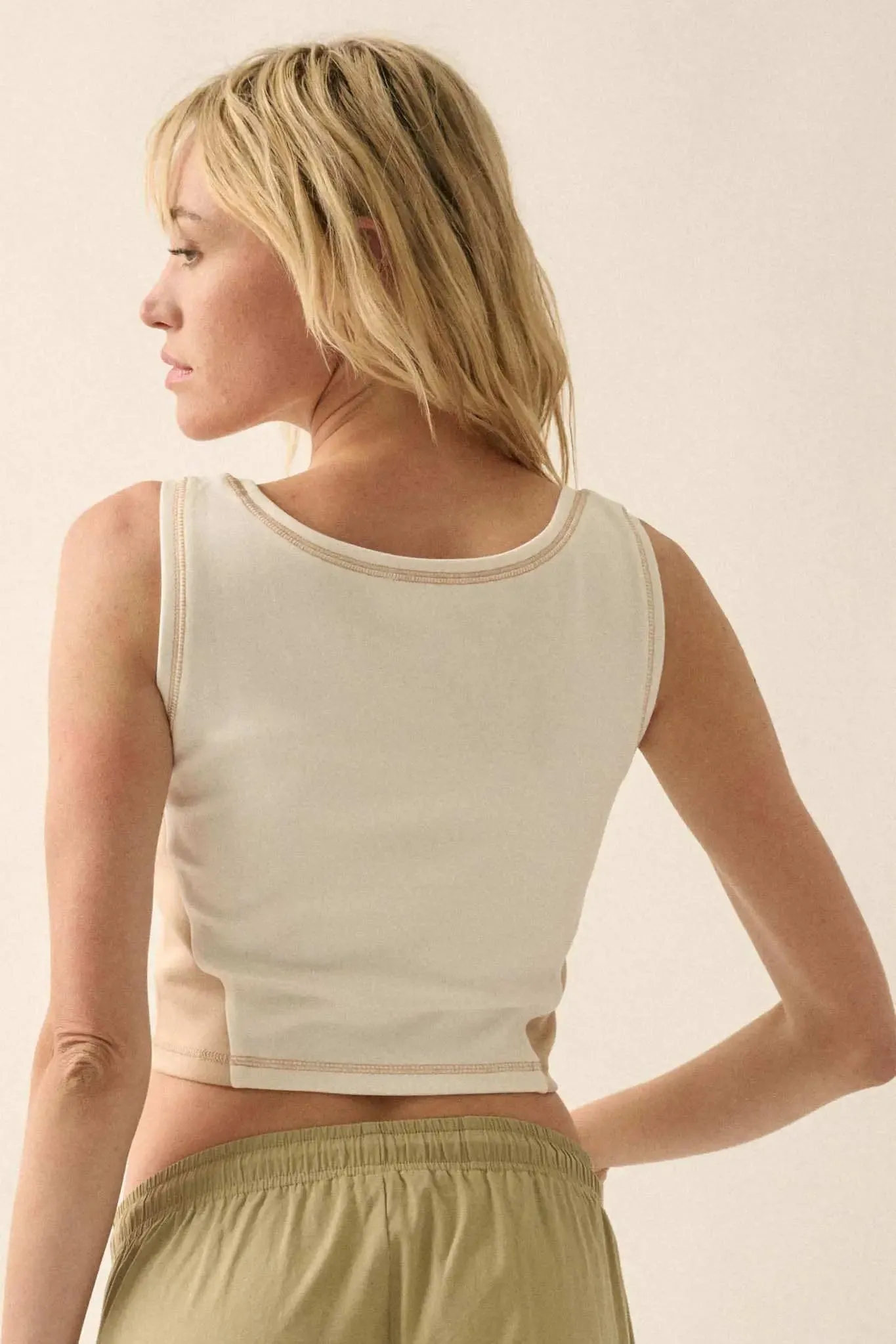 Premium Scuba Colorblock Cropped Tank Top sold by Promesa product image thumbnail 2