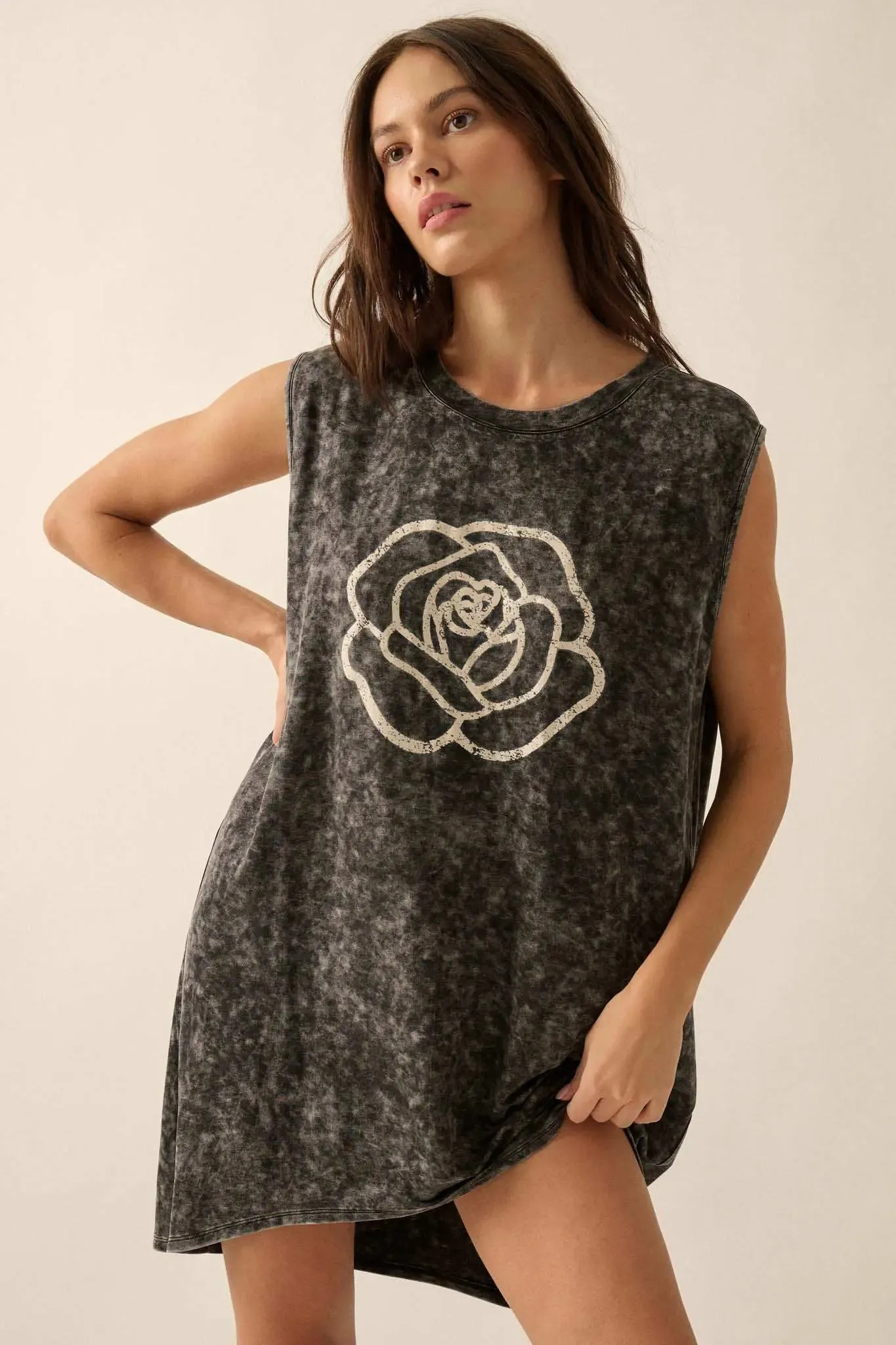 Rose Above Sleeveless Graphic T-Shirt Mini Dress sold by Promesa product image thumbnail 4