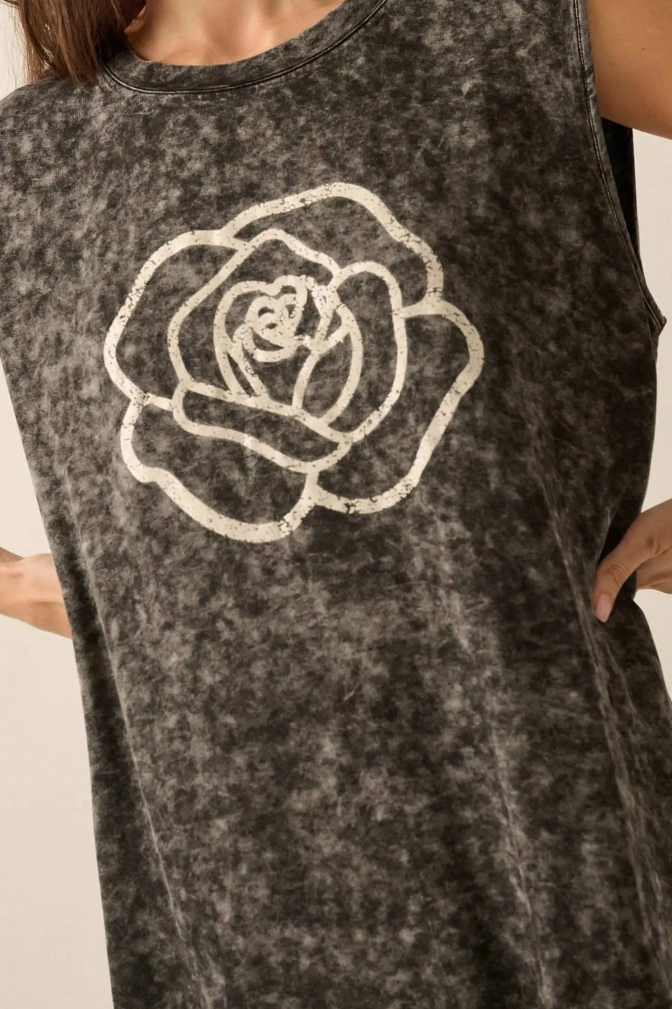 Rose Above Sleeveless Graphic T-Shirt Mini Dress sold by Promesa product image thumbnail 3