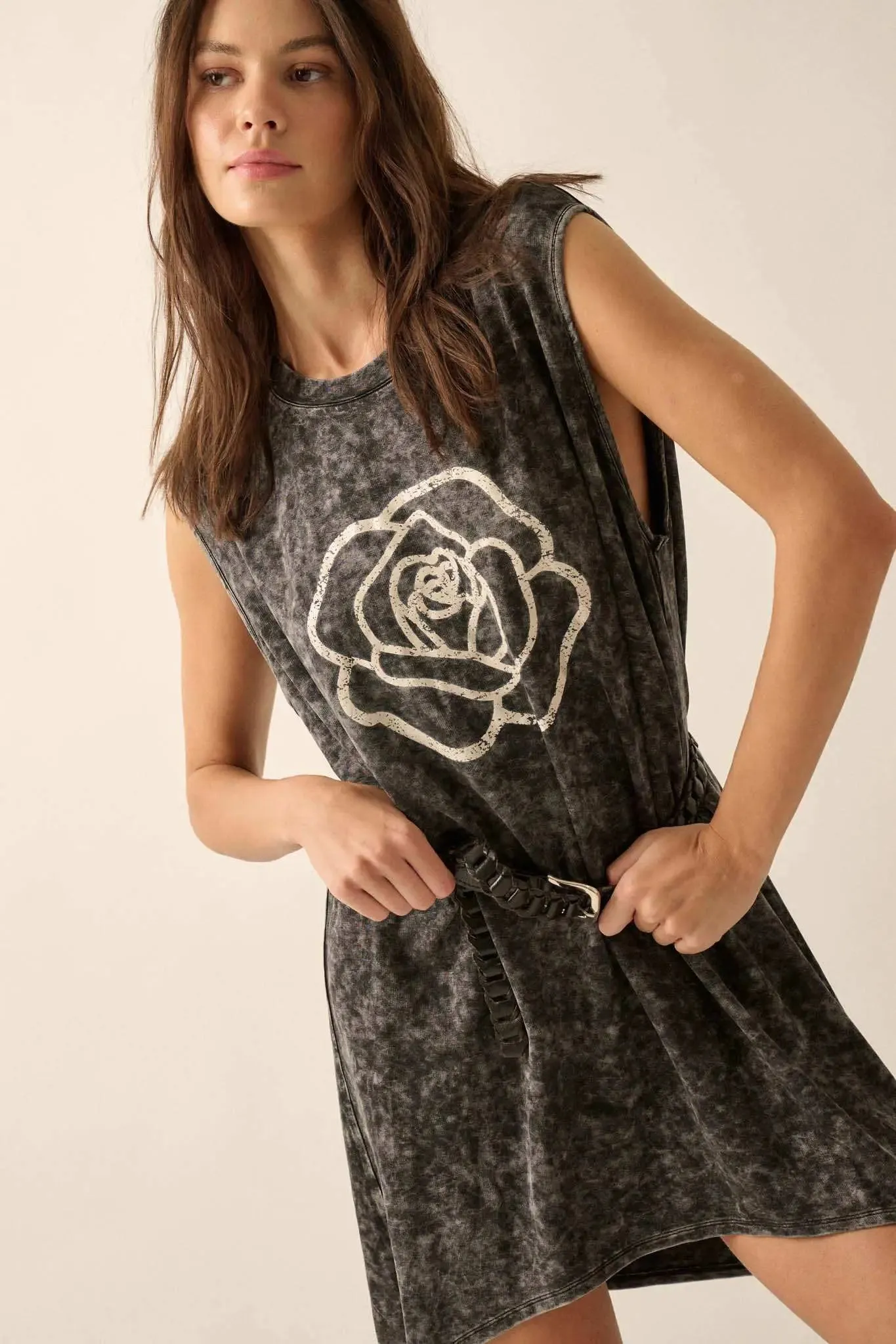 Rose Above Sleeveless Graphic T-Shirt Mini Dress sold by Promesa product image thumbnail 2