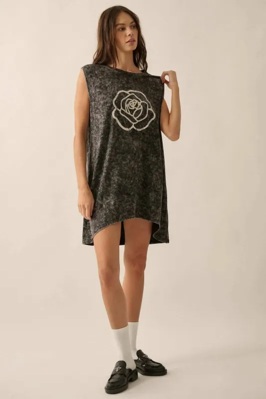 Rose Above Sleeveless Graphic T-Shirt Mini Dress sold by Promesa