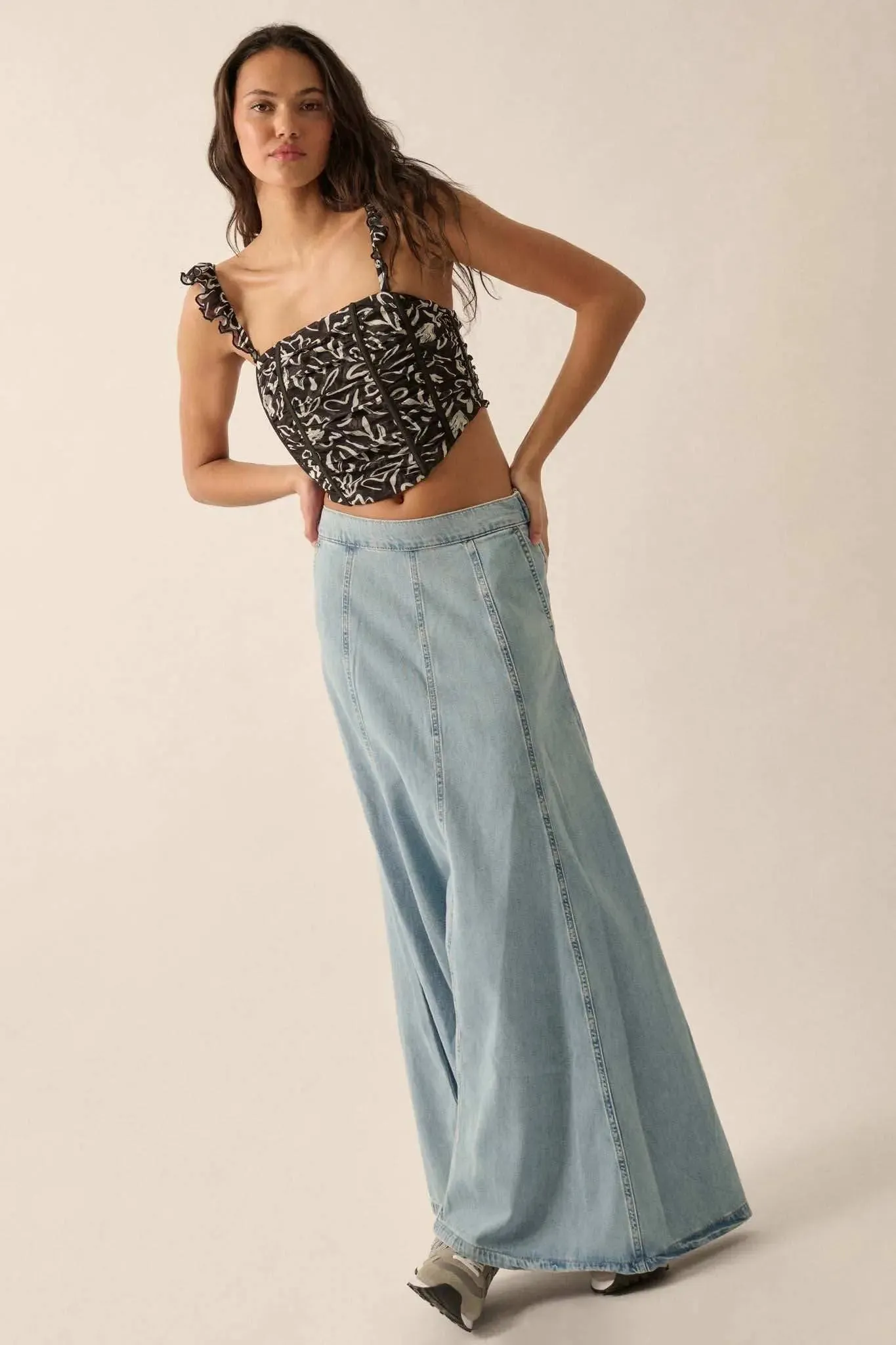 Abstract Blooms Floral-Print Mesh Corset Cami Top sold by Promesa product image thumbnail 4