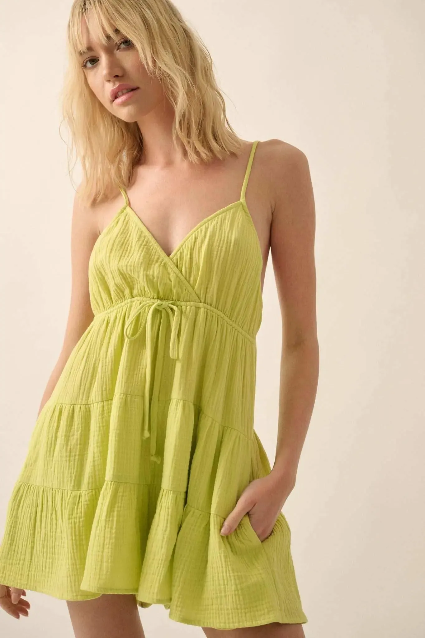 Seaside Serenade Crinkle Cotton Tiered Romper sold by Promesa product image thumbnail 5