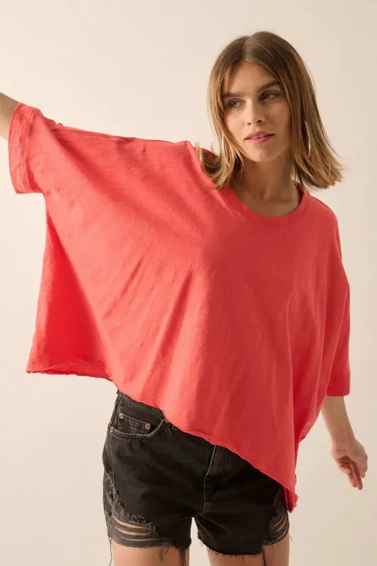 Easy Fit Vintage-Wash Cotton Oversized Boxy Tee sold by Promesa