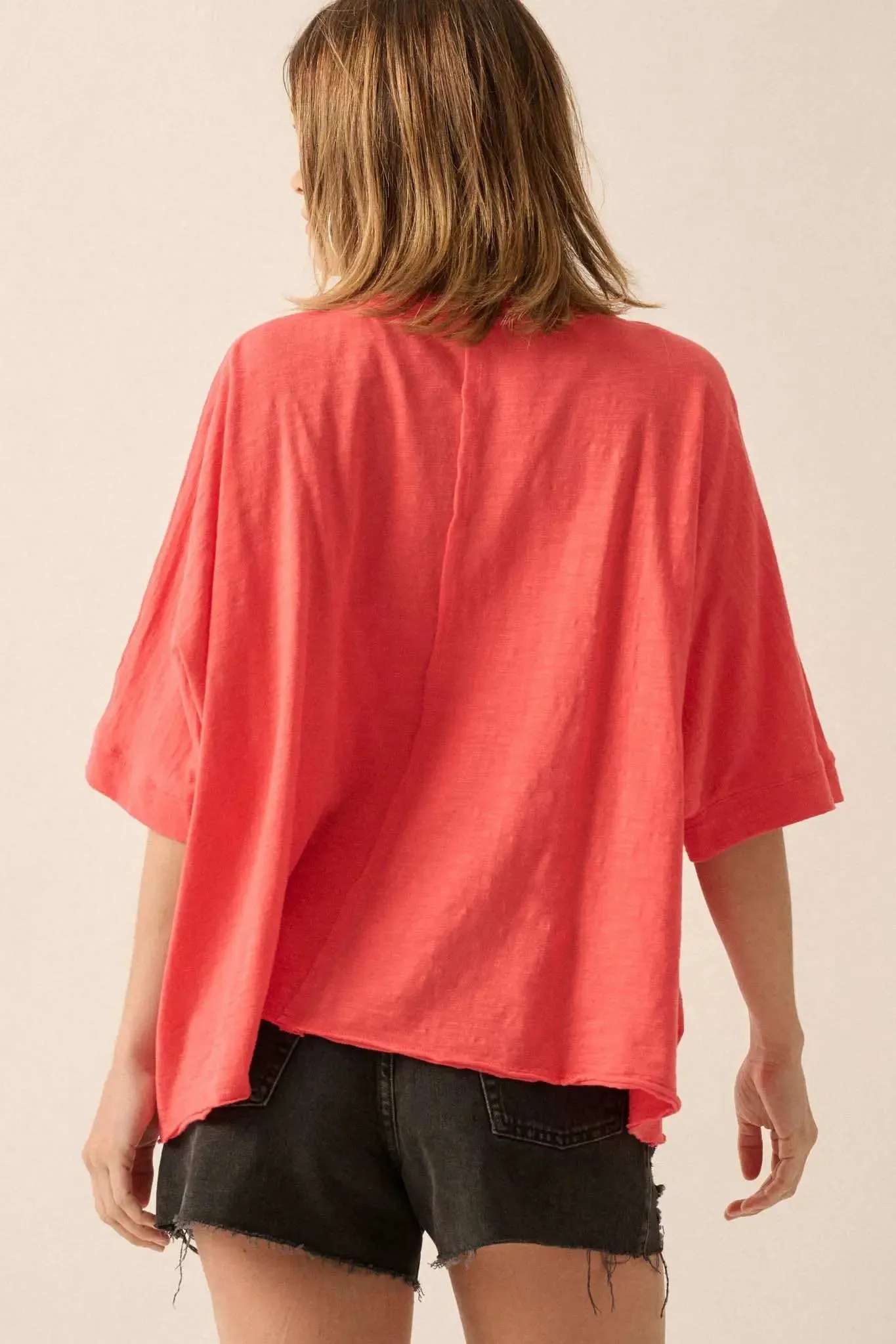 Easy Fit Vintage-Wash Cotton Oversized Boxy Tee sold by Promesa product image thumbnail 2