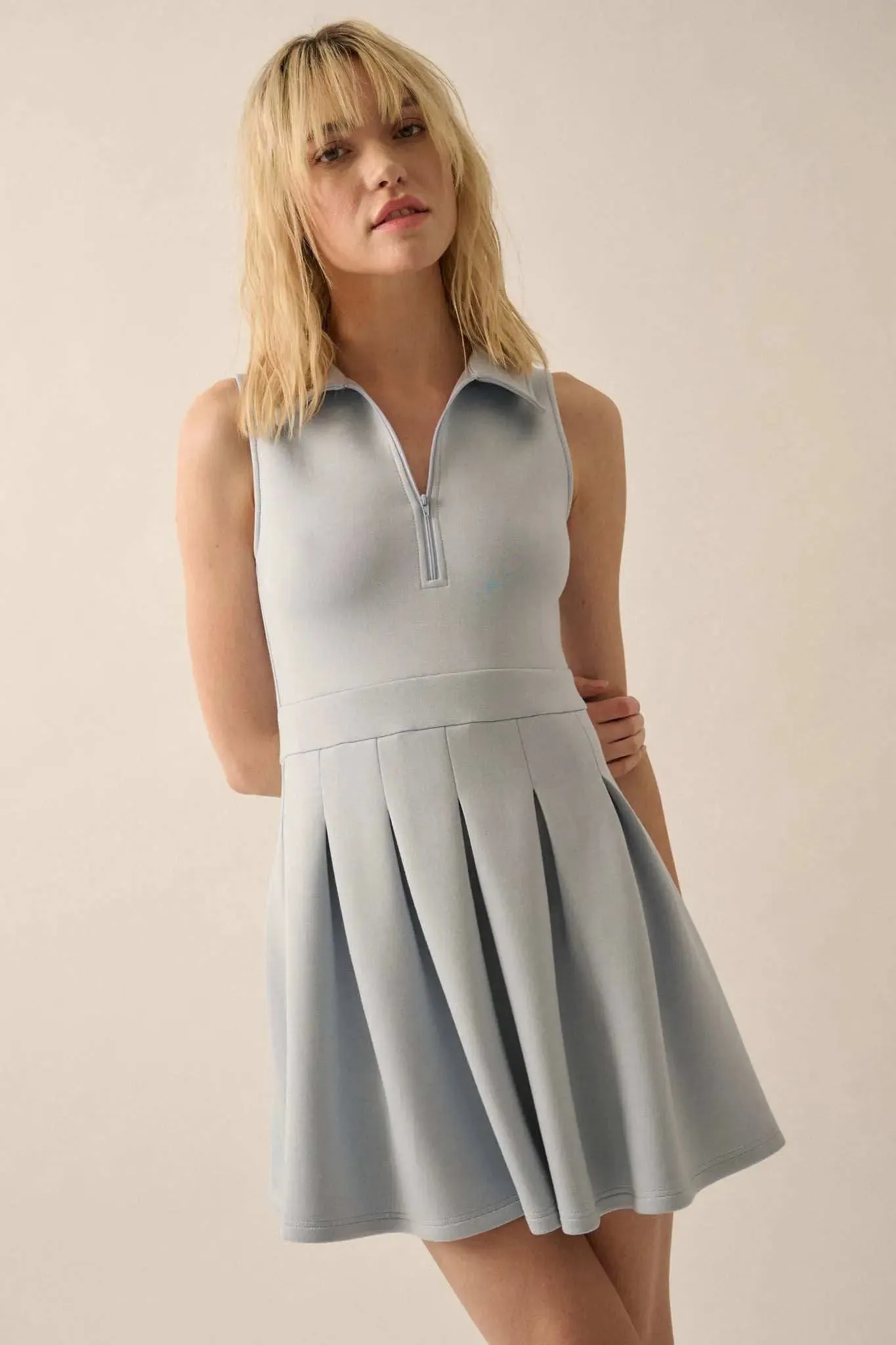Premium Scuba Half-Zip Pleated Mini Tennis Dress sold by Promesa product image thumbnail 3