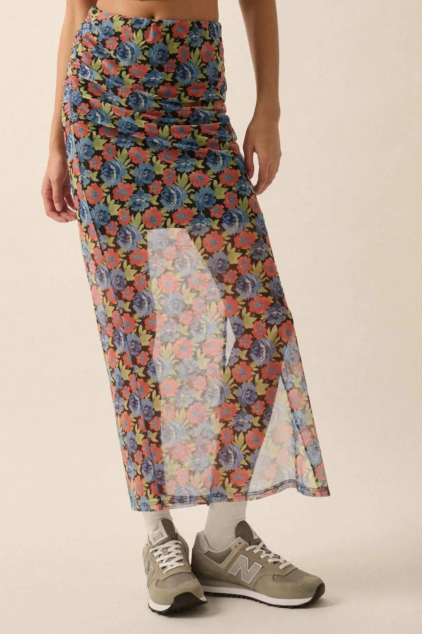 Late Night Blossoms Floral Mesh Maxi Skirt sold by Promesa product image thumbnail 5