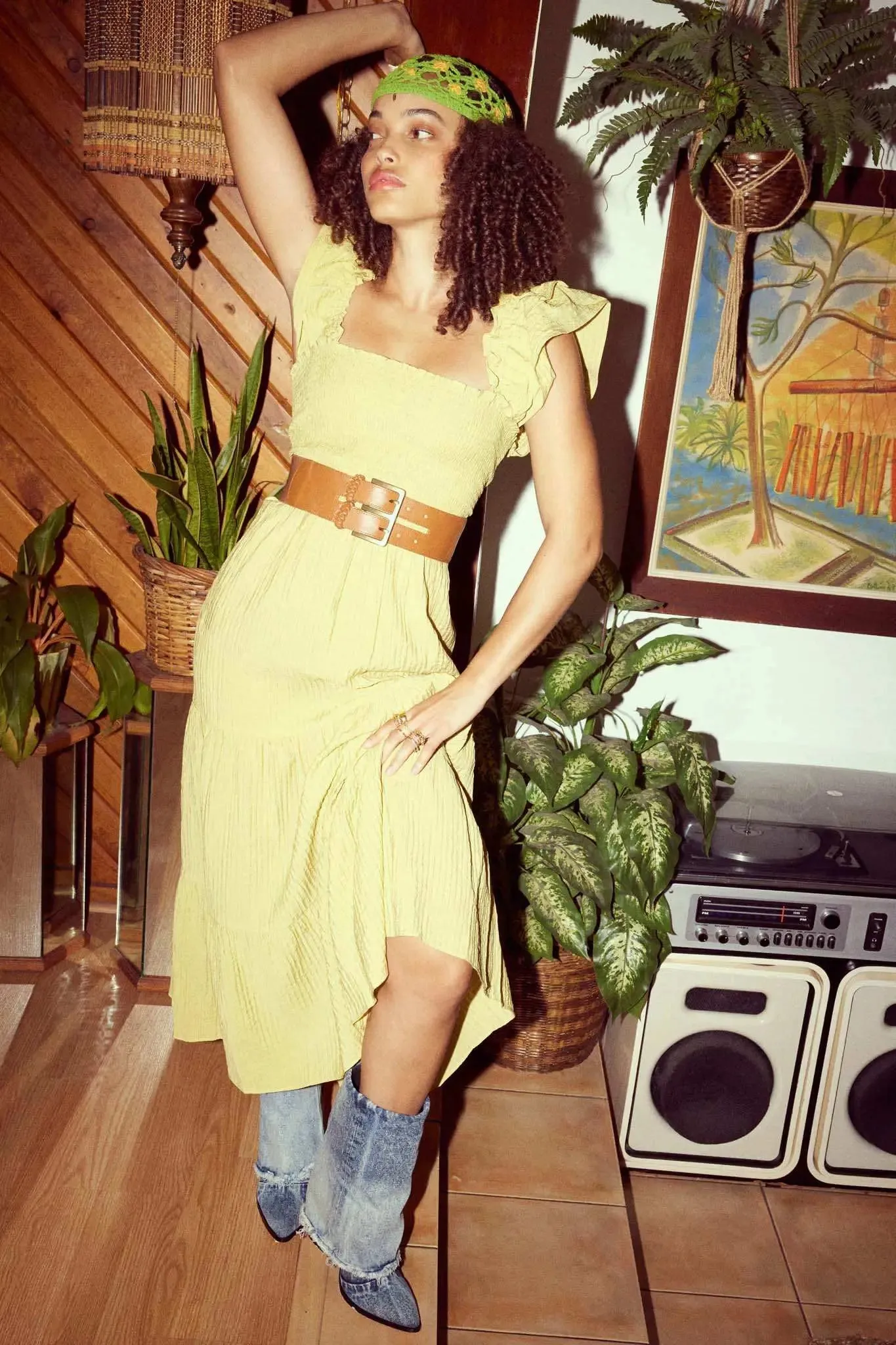 Spring Fling Textured Stripe Ruffle Midi Dress sold by Promesa product image thumbnail 2