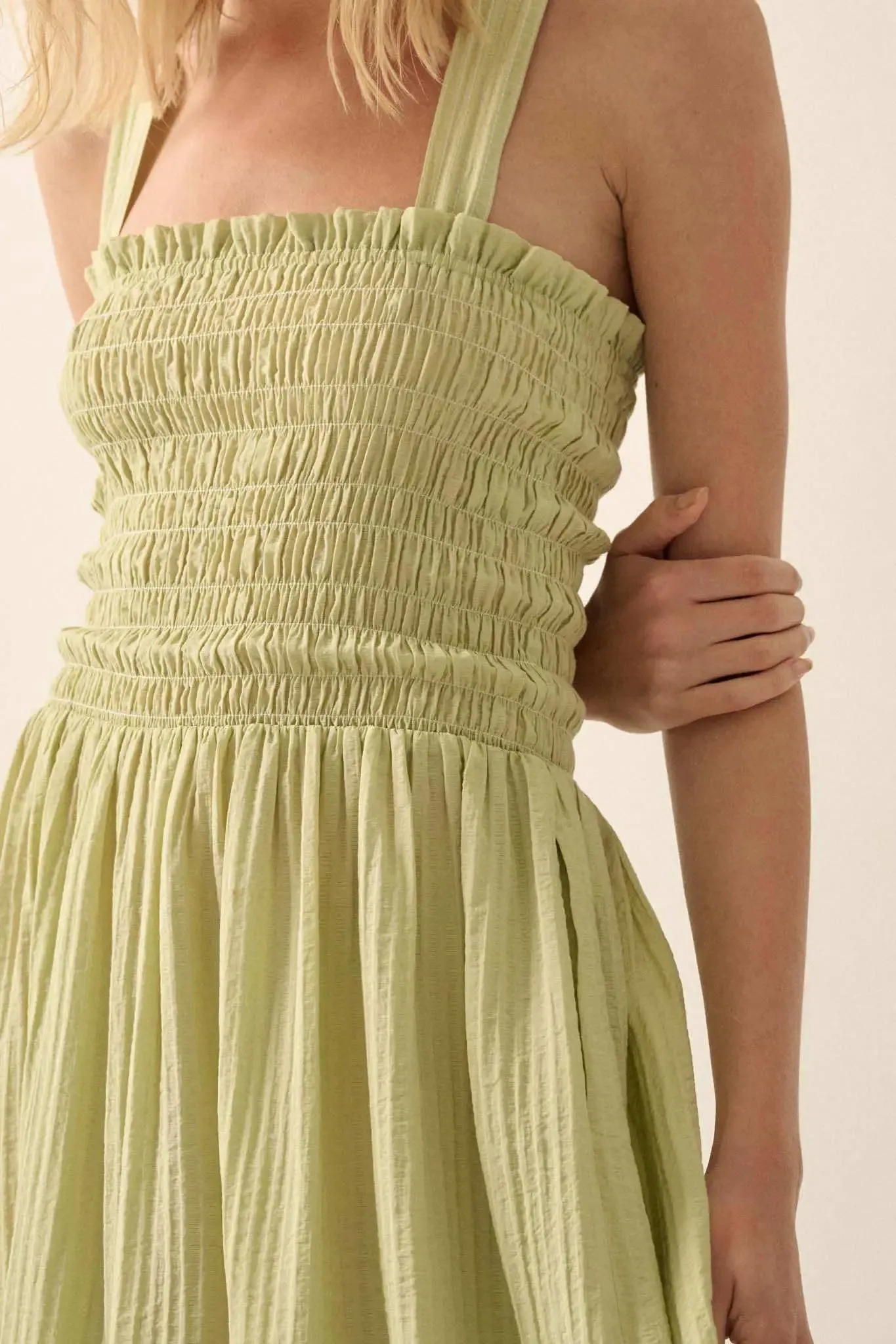 Summer Zing Textured Stripe Smocked Midi Dress sold by Promesa product image thumbnail 4