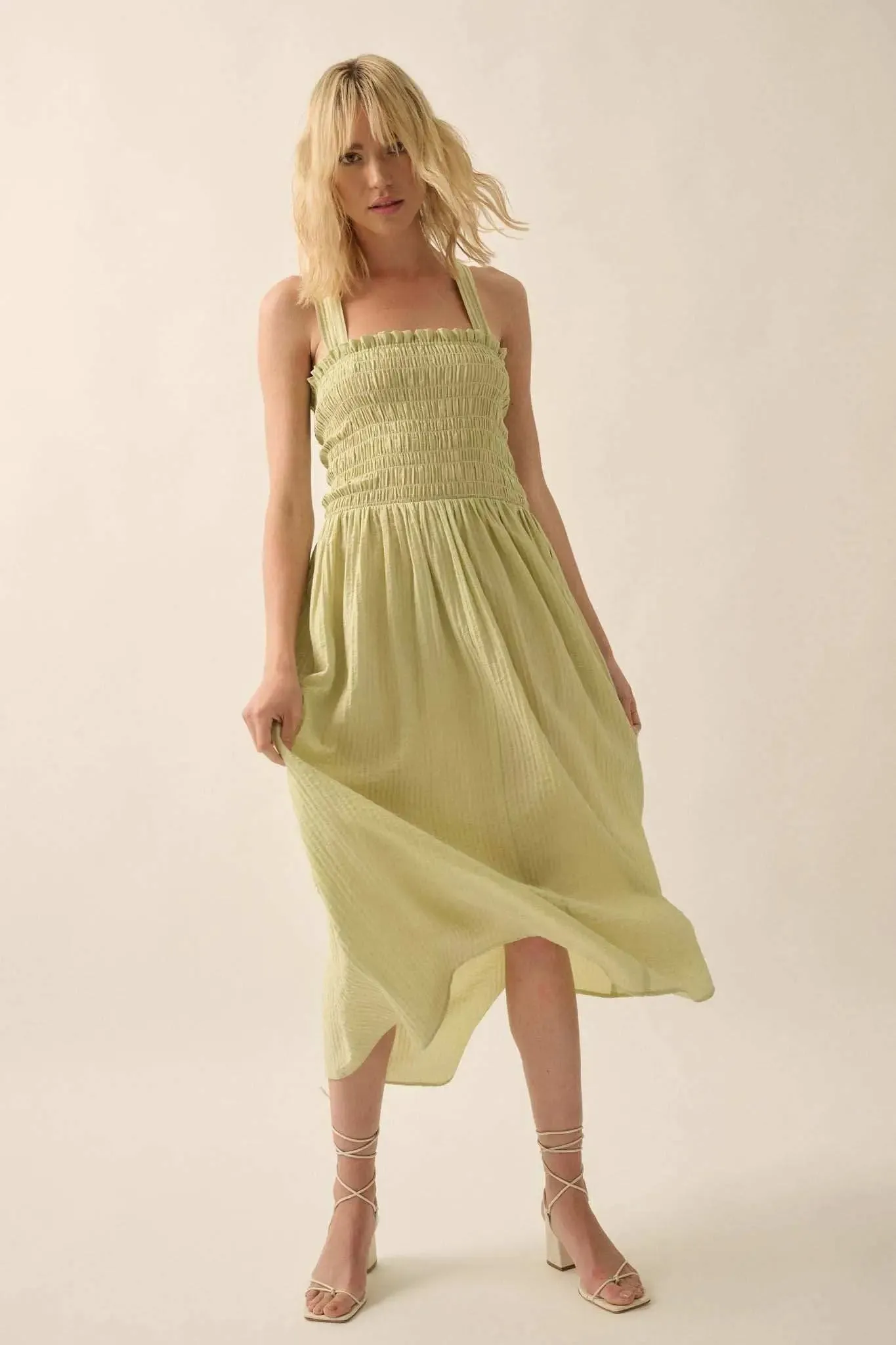 Summer Zing Textured Stripe Smocked Midi Dress sold by Promesa product image thumbnail 5