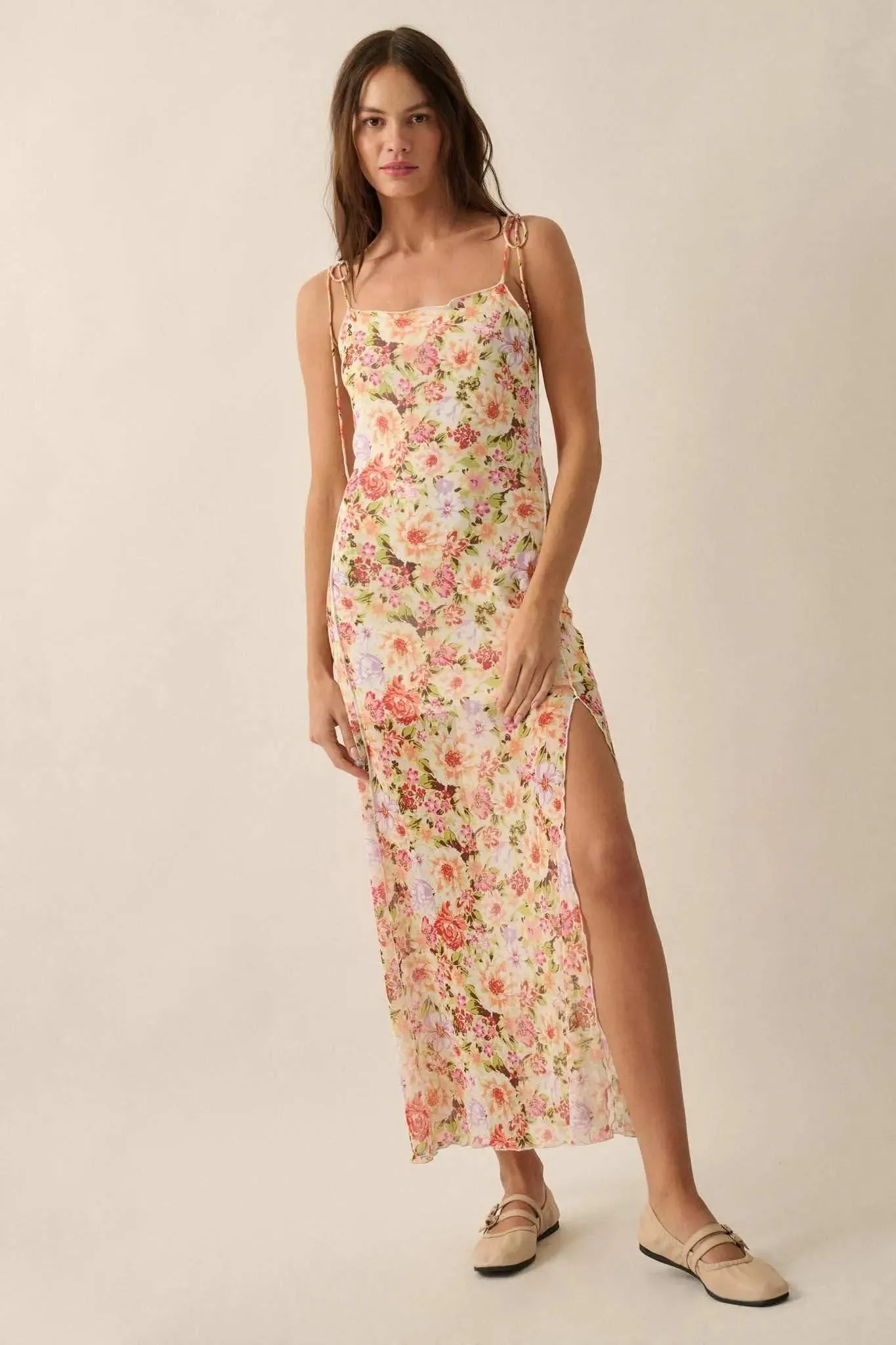 Garden Grown Floral-Print Mesh Midi Slip Dress sold by Promesa product image thumbnail 3