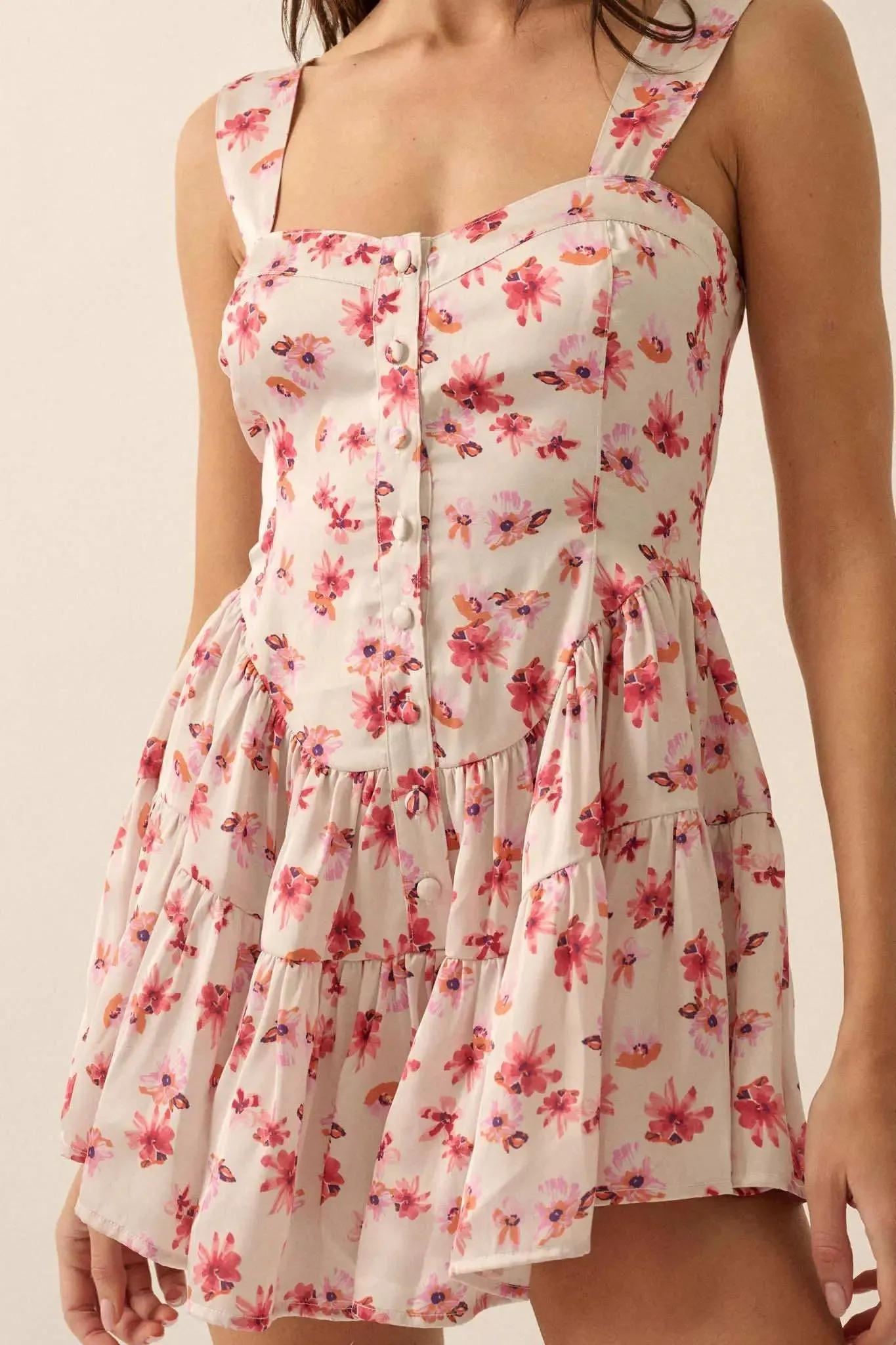 Flirty Flowers Floral Satin Fit-and-Flare Romper sold by Promesa product image thumbnail 4