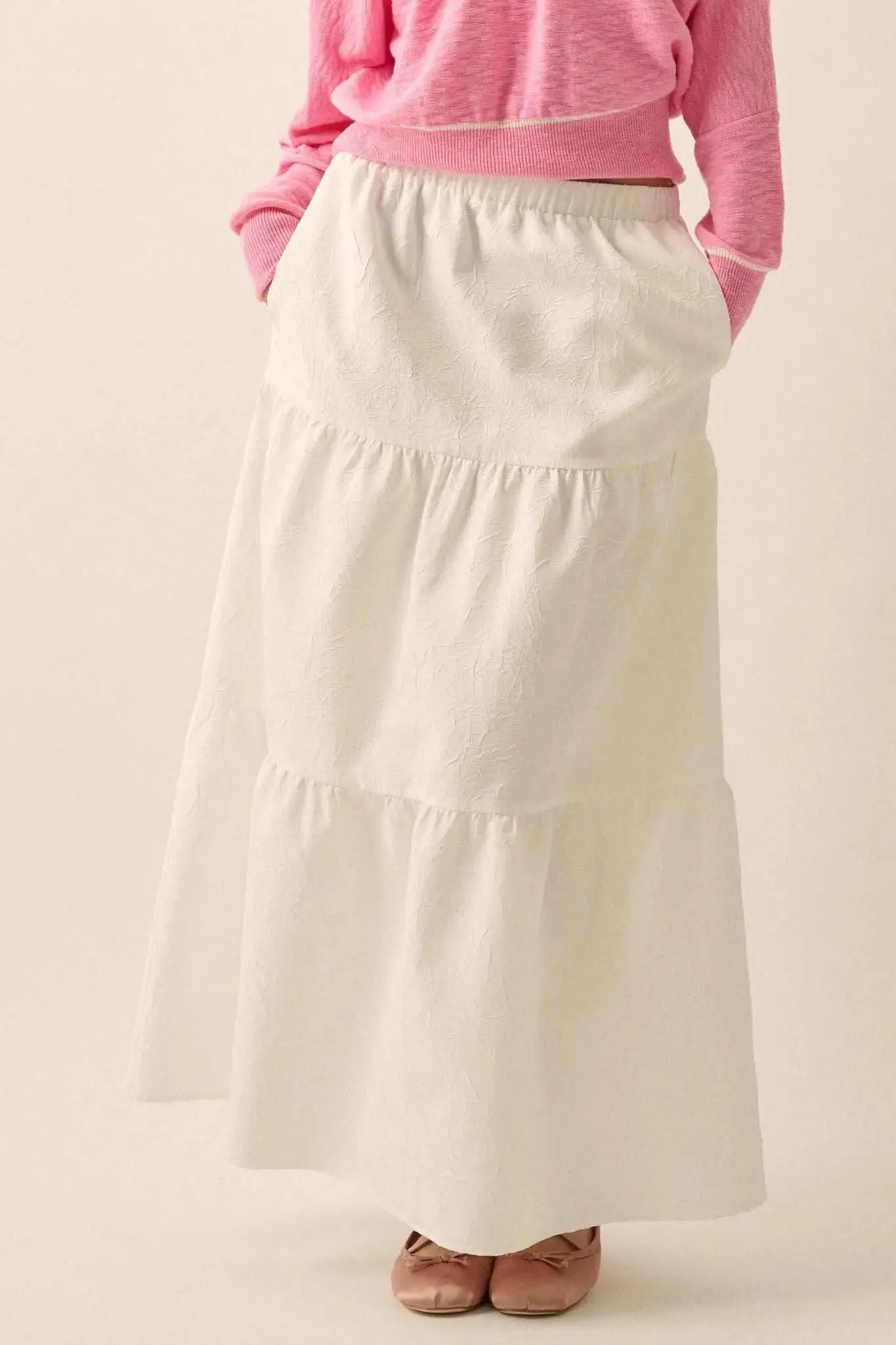 Mellow Out Textured Tiered Ruffle Maxi Skirt sold by Promesa product image thumbnail 4