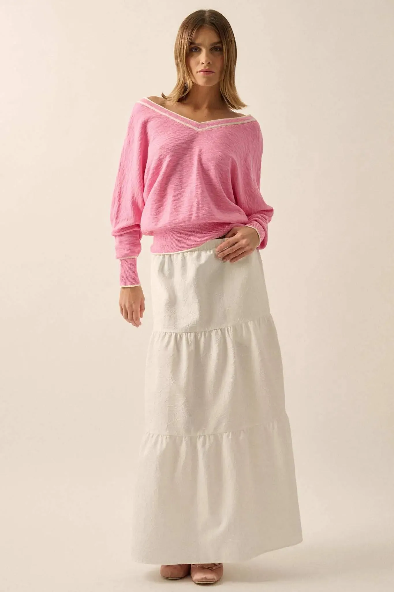 Mellow Out Textured Tiered Ruffle Maxi Skirt sold by Promesa product image thumbnail 3